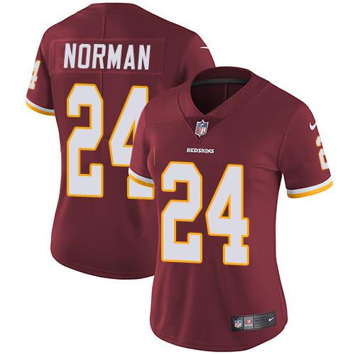 Nike Redskins #24 Josh Norman Burgundy Red Team Color Women's Stitched NFL Vapor Untouchable Limited Jersey - Click Image to Close